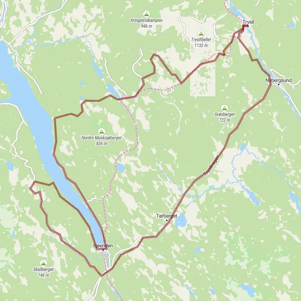 Kartminiatyr av "Utforsk Grusveier i Trysil-regionen" sykkelinspirasjon i Innlandet, Norway. Generert av Tarmacs.app sykkelrutoplanlegger