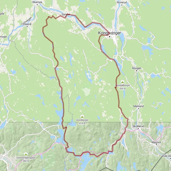 Map miniature of "Gravel Adventure" cycling inspiration in Innlandet, Norway. Generated by Tarmacs.app cycling route planner