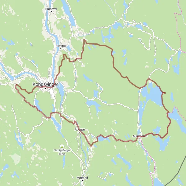 Map miniature of "Spetalen - Lier Round-Trip" cycling inspiration in Innlandet, Norway. Generated by Tarmacs.app cycling route planner