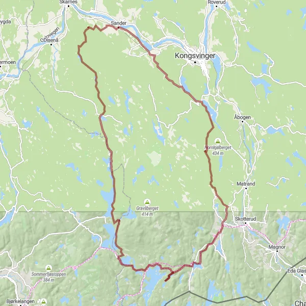 Map miniature of "Spetalen - Vestmarka Round-Trip" cycling inspiration in Innlandet, Norway. Generated by Tarmacs.app cycling route planner