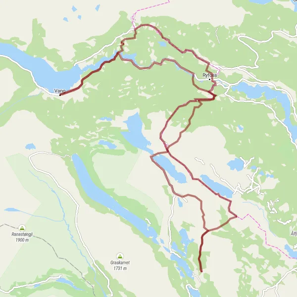 Kartminiatyr av "Syndin Adventure Loop" sykkelinspirasjon i Innlandet, Norway. Generert av Tarmacs.app sykkelrutoplanlegger