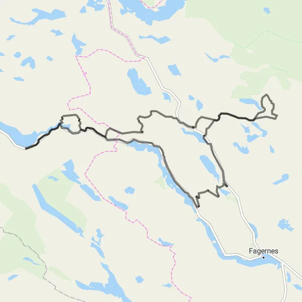 Map miniature of "Vang Circle Road Cycling Route" cycling inspiration in Innlandet, Norway. Generated by Tarmacs.app cycling route planner