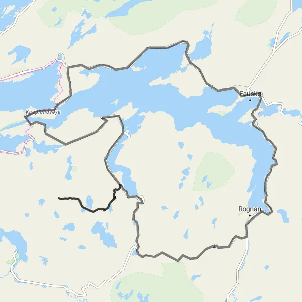 Kartminiatyr av "Fauske tilbake til Fauske" sykkelinspirasjon i Nord-Norge, Norway. Generert av Tarmacs.app sykkelrutoplanlegger