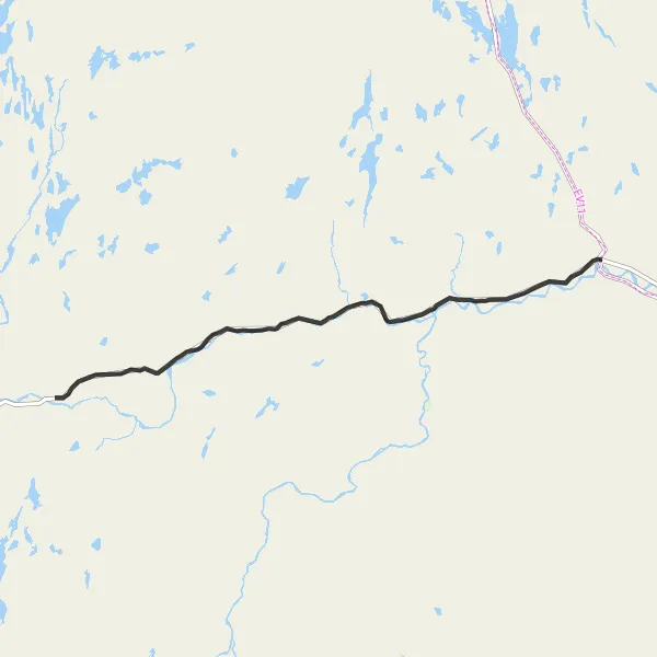 Map miniature of "Kárášjohka to Jorrenjárga" cycling inspiration in Nord-Norge, Norway. Generated by Tarmacs.app cycling route planner