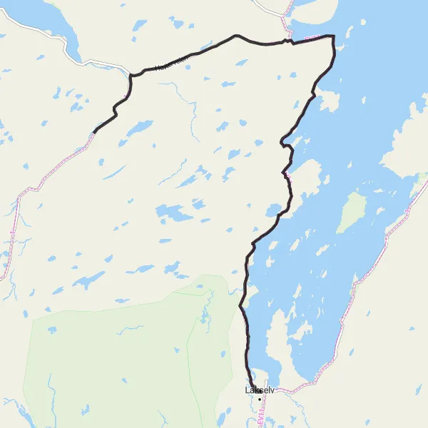 Map miniature of "Billávuotna - Indre Billefjord - Pillavuono - Čuđegieddi - Kistrand - Ryssämarkka - Solar Valley Road Route" cycling inspiration in Nord-Norge, Norway. Generated by Tarmacs.app cycling route planner