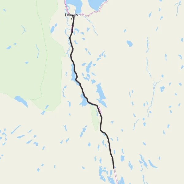 Map miniature of "Scenic Lakselv Discovery" cycling inspiration in Nord-Norge, Norway. Generated by Tarmacs.app cycling route planner