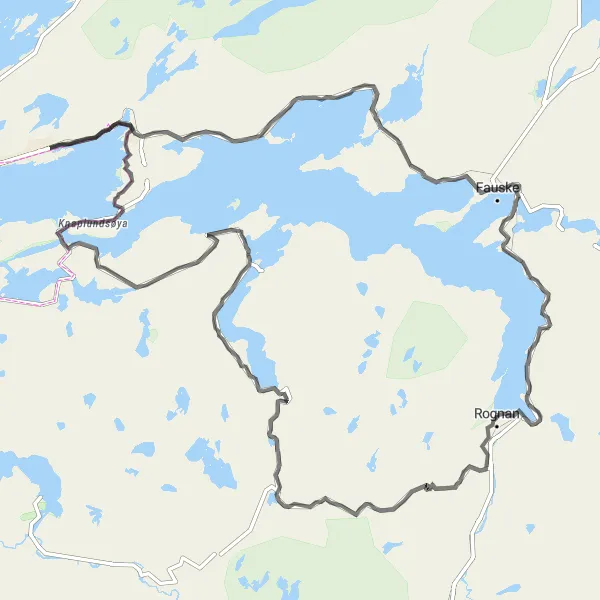 Map miniature of "Misvær to Rognan Loop" cycling inspiration in Nord-Norge, Norway. Generated by Tarmacs.app cycling route planner