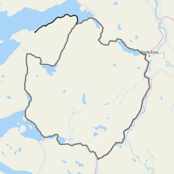 Map miniature of "Fjordland Paradise" cycling inspiration in Nord-Norge, Norway. Generated by Tarmacs.app cycling route planner