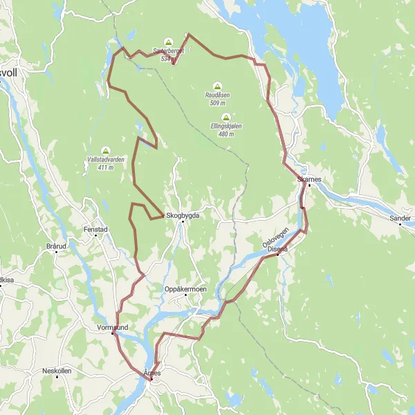 Map miniature of "Vormsund to Ursknappen Gravel Route" cycling inspiration in Oslo og Viken, Norway. Generated by Tarmacs.app cycling route planner