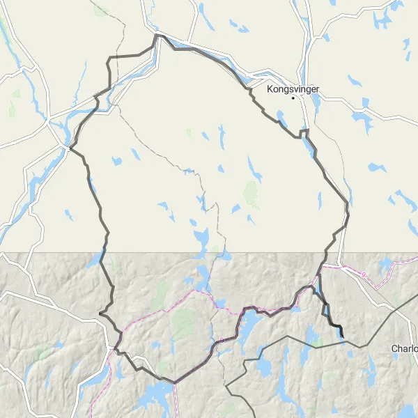 Kartminiatyr av "Årnes til Funnefoss via Matrand og Hornåsen" sykkelinspirasjon i Oslo og Viken, Norway. Generert av Tarmacs.app sykkelrutoplanlegger