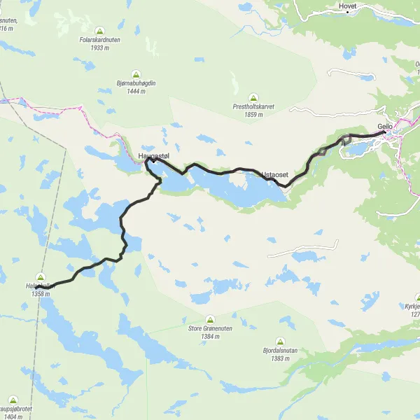 Map miniature of "Gullsteinhovda and Halnekollen Road Challenge" cycling inspiration in Oslo og Viken, Norway. Generated by Tarmacs.app cycling route planner