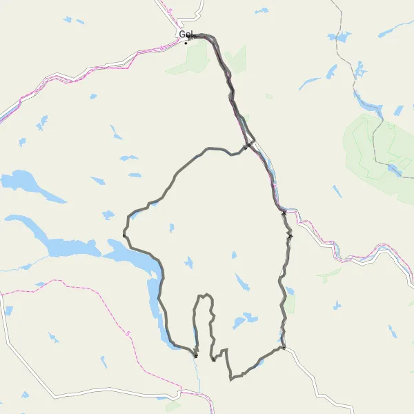 Map miniature of "Bold Adventure: Gol to Haglebu Route" cycling inspiration in Oslo og Viken, Norway. Generated by Tarmacs.app cycling route planner