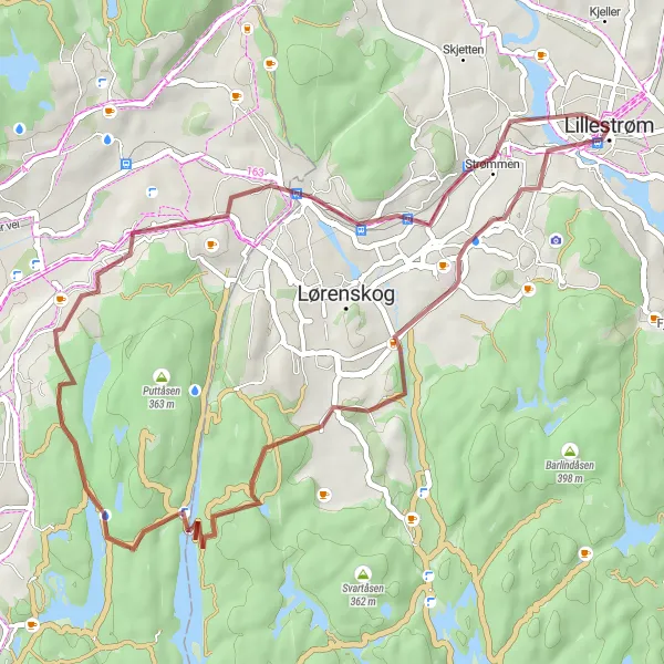 Kartminiatyr av "Lillestrøm - Fjellhamar Gravel Cycling Route" sykkelinspirasjon i Oslo og Viken, Norway. Generert av Tarmacs.app sykkelrutoplanlegger