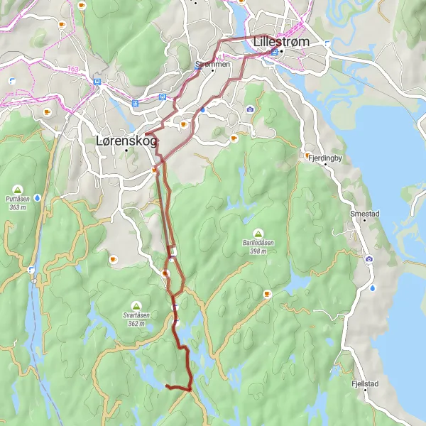 Map miniature of "Mønekollen Gravel Ride" cycling inspiration in Oslo og Viken, Norway. Generated by Tarmacs.app cycling route planner