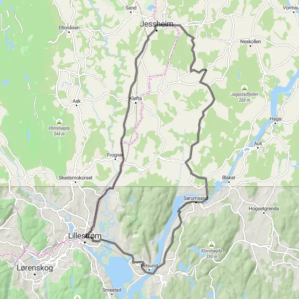 Map miniature of "Leirsund and Beyond: Road Cycling Adventure" cycling inspiration in Oslo og Viken, Norway. Generated by Tarmacs.app cycling route planner