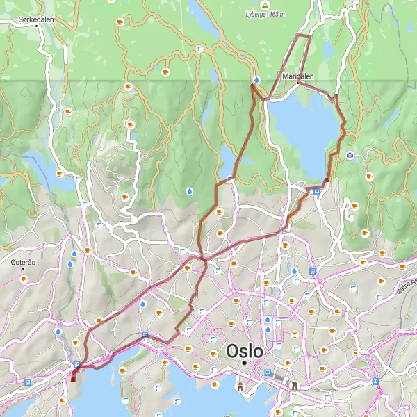 Kartminiatyr av "Lysaker - Sculpture park rundtur" sykkelinspirasjon i Oslo og Viken, Norway. Generert av Tarmacs.app sykkelrutoplanlegger