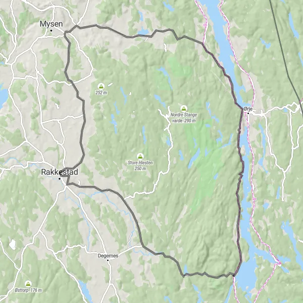 Map miniature of "Trømborg and Øymarksjøen Loop" cycling inspiration in Oslo og Viken, Norway. Generated by Tarmacs.app cycling route planner