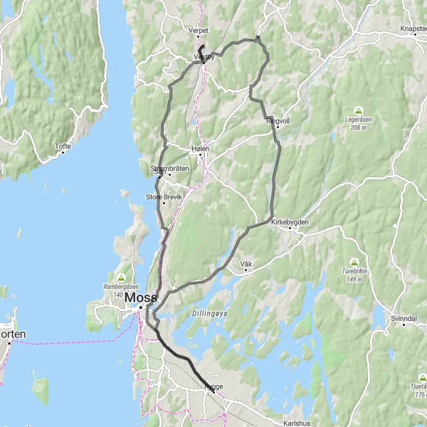 Map miniature of "Klommestensåsen to Blåbæråsen Road Adventure" cycling inspiration in Oslo og Viken, Norway. Generated by Tarmacs.app cycling route planner