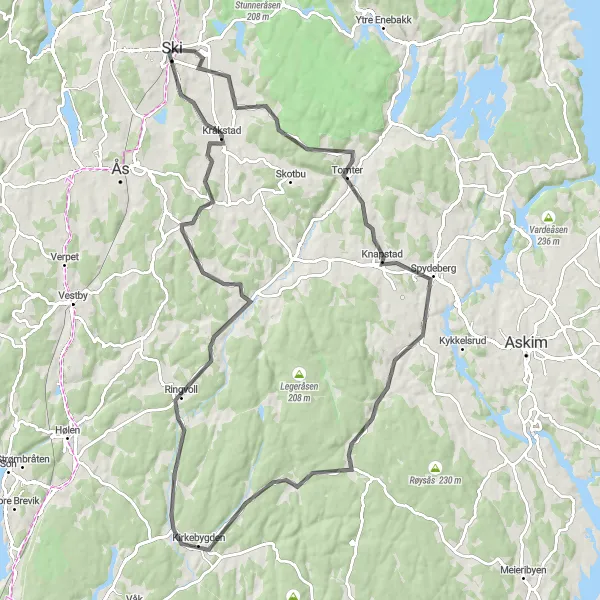 Kartminiatyr av "Oppdag Tomter til Ski eventyr" sykkelinspirasjon i Oslo og Viken, Norway. Generert av Tarmacs.app sykkelrutoplanlegger