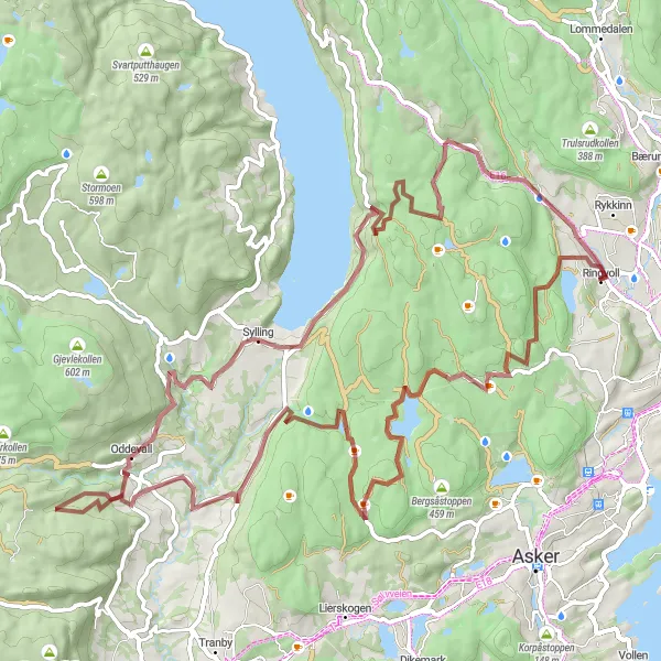 Map miniature of "Gravel Bliss" cycling inspiration in Oslo og Viken, Norway. Generated by Tarmacs.app cycling route planner