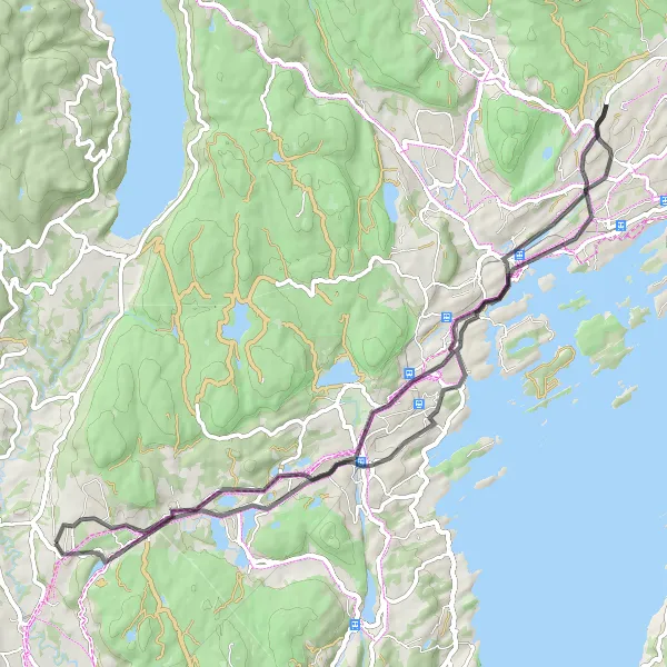 Map miniature of "Tranby - Nesbru Road Route" cycling inspiration in Oslo og Viken, Norway. Generated by Tarmacs.app cycling route planner