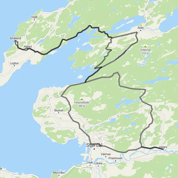 Map miniature of "Trøndelag Scenic Ride" cycling inspiration in Trøndelag, Norway. Generated by Tarmacs.app cycling route planner