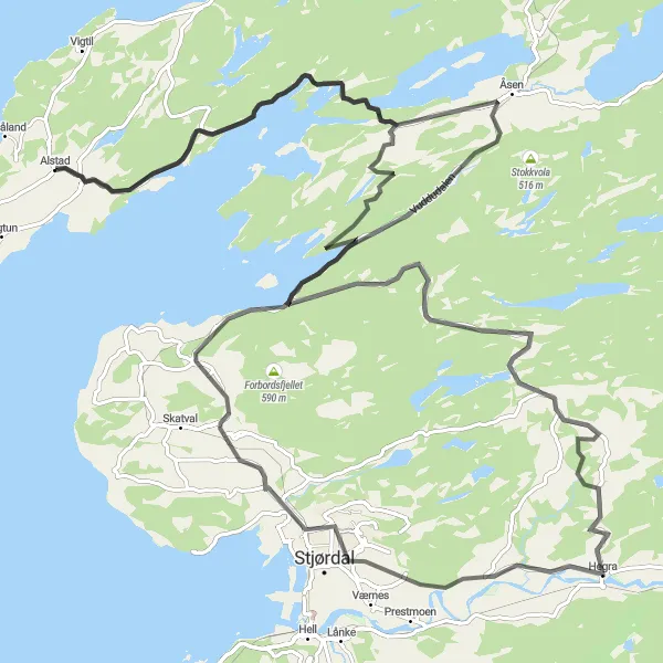 Map miniature of "Frosta and Hegra Adventure" cycling inspiration in Trøndelag, Norway. Generated by Tarmacs.app cycling route planner