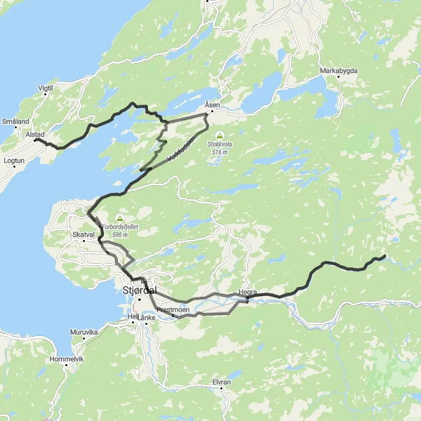 Map miniature of "Trøndelag Epic Road Ride" cycling inspiration in Trøndelag, Norway. Generated by Tarmacs.app cycling route planner