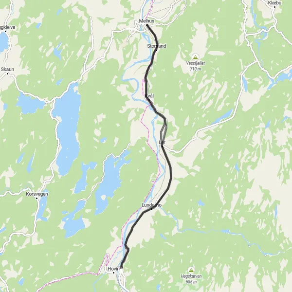 Map miniature of "Hidden Gems: Picturesque Roads and Historical Delights" cycling inspiration in Trøndelag, Norway. Generated by Tarmacs.app cycling route planner