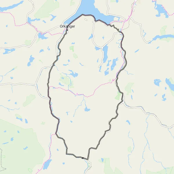 Map miniature of "Trondheim's Top Road Challenge: Conquering the Heights" cycling inspiration in Trøndelag, Norway. Generated by Tarmacs.app cycling route planner