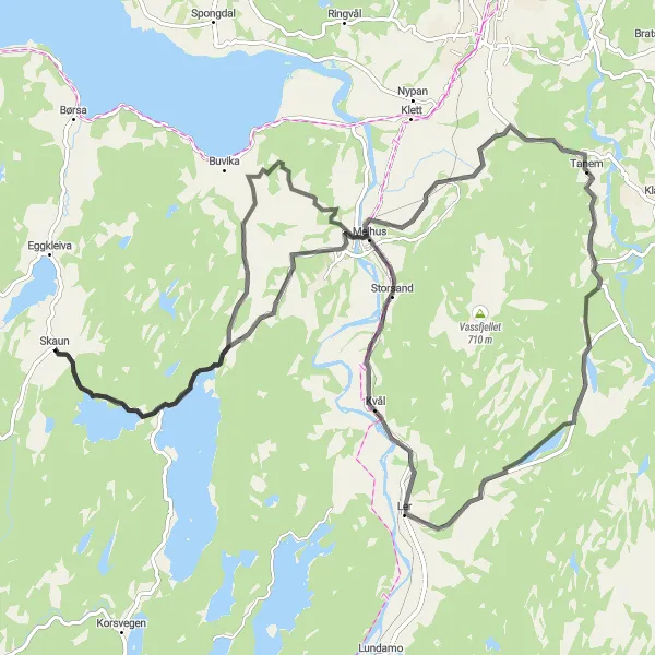 Map miniature of "Ler Road Explorer" cycling inspiration in Trøndelag, Norway. Generated by Tarmacs.app cycling route planner