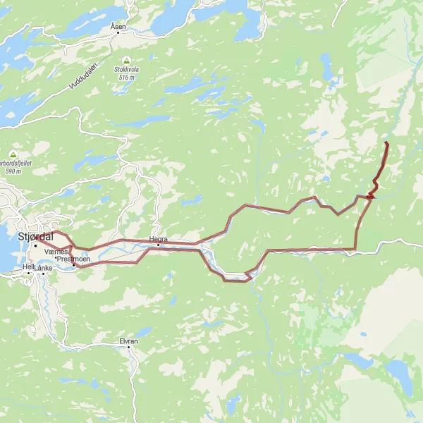 Kartminiatyr av "Nasjonalparkstien sykkelrunde" sykkelinspirasjon i Trøndelag, Norway. Generert av Tarmacs.app sykkelrutoplanlegger