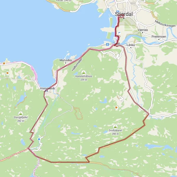Map miniature of "Hell and Back" cycling inspiration in Trøndelag, Norway. Generated by Tarmacs.app cycling route planner