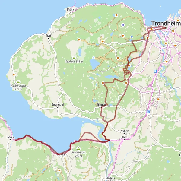 Map miniature of "Trøndelag Gravel Adventure" cycling inspiration in Trøndelag, Norway. Generated by Tarmacs.app cycling route planner