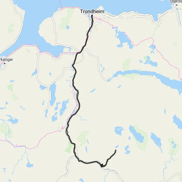 Kartminiatyr av "Trondheim tilbake til Erkebispegården" sykkelinspirasjon i Trøndelag, Norway. Generert av Tarmacs.app sykkelrutoplanlegger