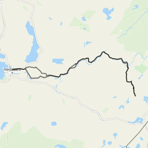 Map miniature of "The Scenic Road Expedition" cycling inspiration in Trøndelag, Norway. Generated by Tarmacs.app cycling route planner