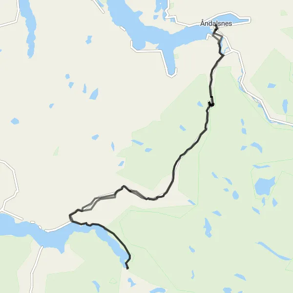 Map miniature of "The Great Trollstigen Adventure" cycling inspiration in Vestlandet, Norway. Generated by Tarmacs.app cycling route planner