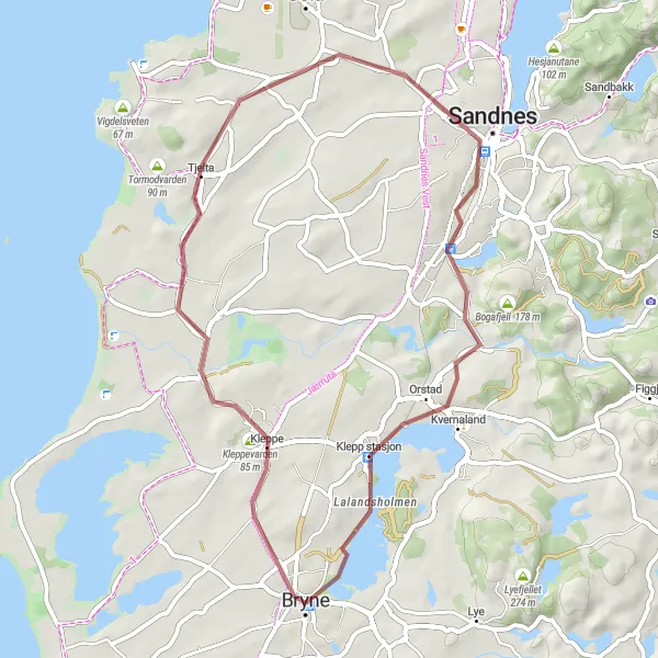 Map miniature of "Rabnafjell Gravel Loop" cycling inspiration in Vestlandet, Norway. Generated by Tarmacs.app cycling route planner
