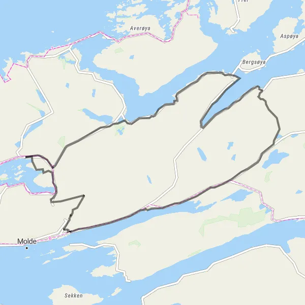 Kartminiatyr av "Torvikbukt Loop" sykkelinspirasjon i Vestlandet, Norway. Generert av Tarmacs.app sykkelrutoplanlegger