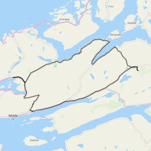 Map miniature of "The Majestic Fjord Loop" cycling inspiration in Vestlandet, Norway. Generated by Tarmacs.app cycling route planner