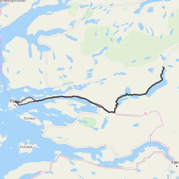 Map miniature of "The Eikefjord Adventure" cycling inspiration in Vestlandet, Norway. Generated by Tarmacs.app cycling route planner