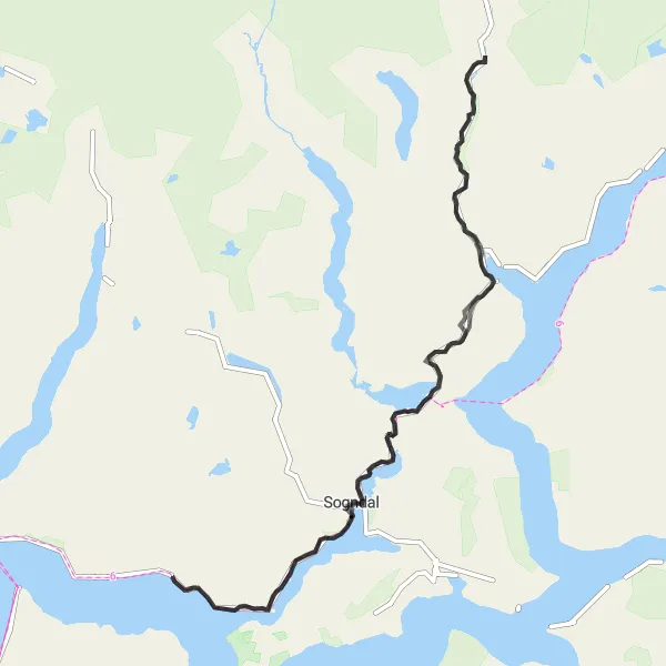 Map miniature of "The Fjord Explorer" cycling inspiration in Vestlandet, Norway. Generated by Tarmacs.app cycling route planner