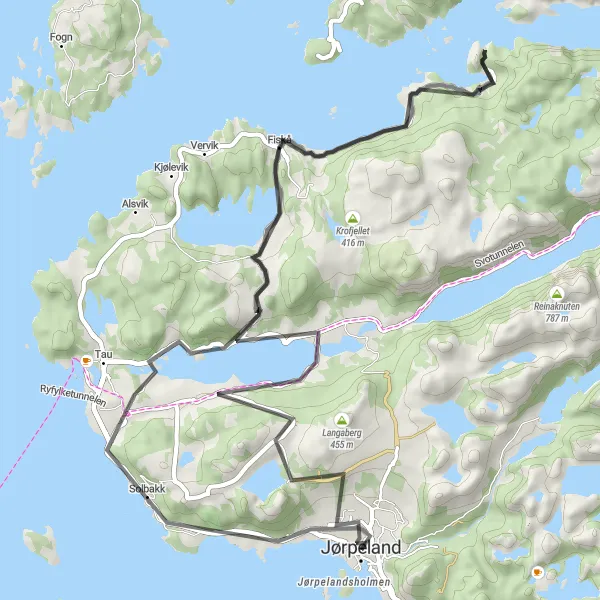 Map miniature of "Ugeliåsen and Hamrane Loop" cycling inspiration in Vestlandet, Norway. Generated by Tarmacs.app cycling route planner