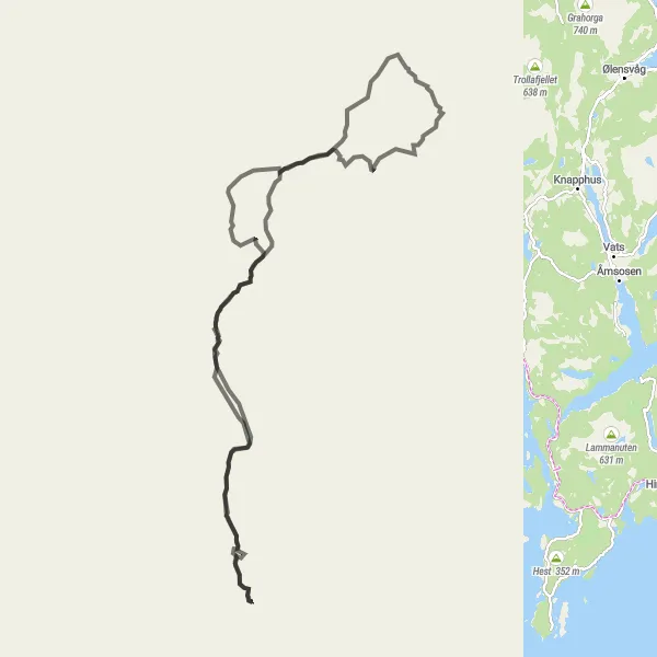 Map miniature of "Haugesund Exploration" cycling inspiration in Vestlandet, Norway. Generated by Tarmacs.app cycling route planner