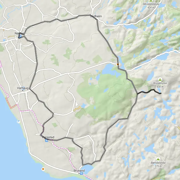 Map miniature of "Enchanting Nature and Rural Delights" cycling inspiration in Vestlandet, Norway. Generated by Tarmacs.app cycling route planner