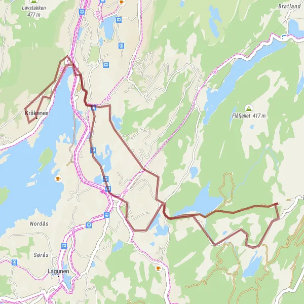 Kartminiatyr av "Grusvei til Haggardsrinden" sykkelinspirasjon i Vestlandet, Norway. Generert av Tarmacs.app sykkelrutoplanlegger