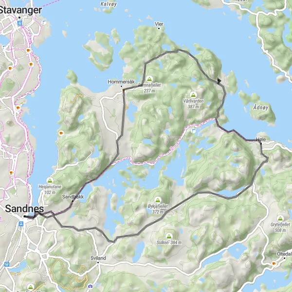 Map miniature of "Mountainous Majesty" cycling inspiration in Vestlandet, Norway. Generated by Tarmacs.app cycling route planner