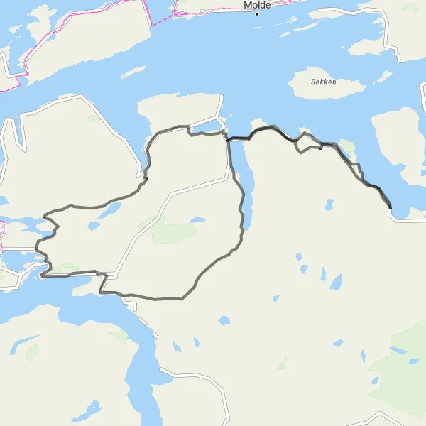 Map miniature of "Vestnes Epic Cycling Journey" cycling inspiration in Vestlandet, Norway. Generated by Tarmacs.app cycling route planner