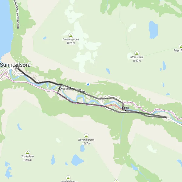 Map miniature of "Coastal Delight" cycling inspiration in Vestlandet, Norway. Generated by Tarmacs.app cycling route planner