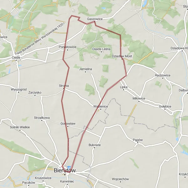 Miniatura mapy "Trasa gravelowa przez Gorzesław i Wabienice" - trasy rowerowej w Dolnośląskie, Poland. Wygenerowane przez planer tras rowerowych Tarmacs.app